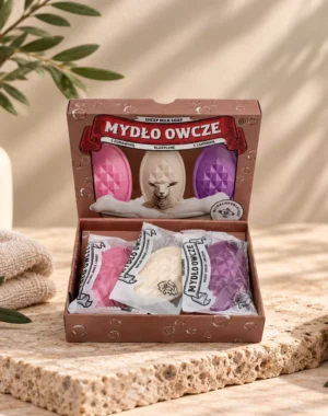 Zestaw 3 mydeł owczych - Żurawina, Klasyczne i Lawenda